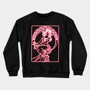 Alphonse Mucha Neon Crewneck Sweatshirt